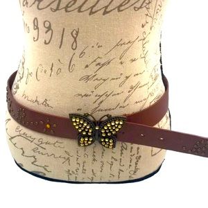 Steampunk Brown Bronze Tone Butterfly Buckle Belt